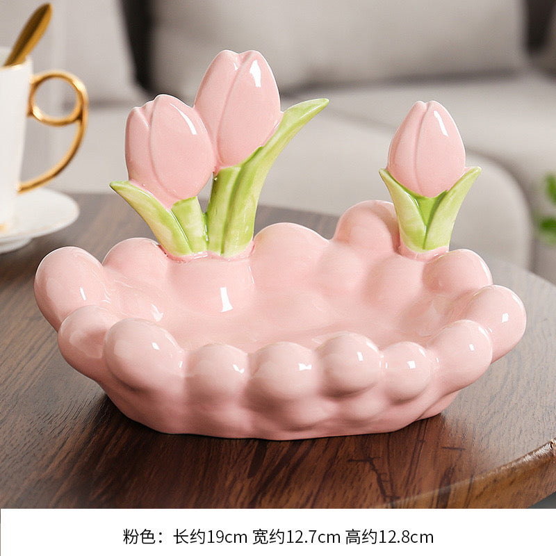 Tulip Light Luxury Storage Box Portable Jewelry & Cosmetic Organizer Tray for Home, Hotel, and Desktop Use