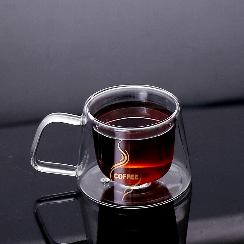 Double Wall Transparent Glass Cup Heat-Resistant Mug for Milk, Coffee, Tea Creative Drinkware