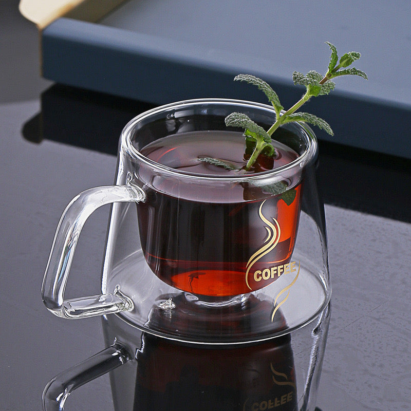Double Wall Transparent Glass Cup Heat-Resistant Mug for Milk, Coffee, Tea Creative Drinkware
