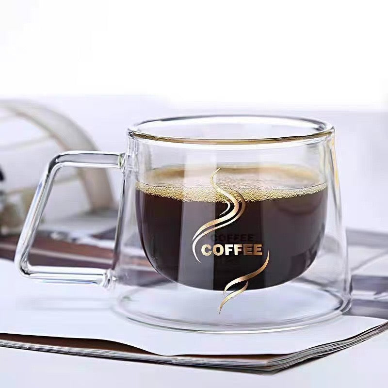 Double Wall Transparent Glass Cup Heat-Resistant Mug for Milk, Coffee, Tea Creative Drinkware