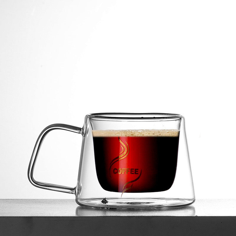 Double Wall Transparent Glass Cup Heat-Resistant Mug for Milk, Coffee, Tea Creative Drinkware