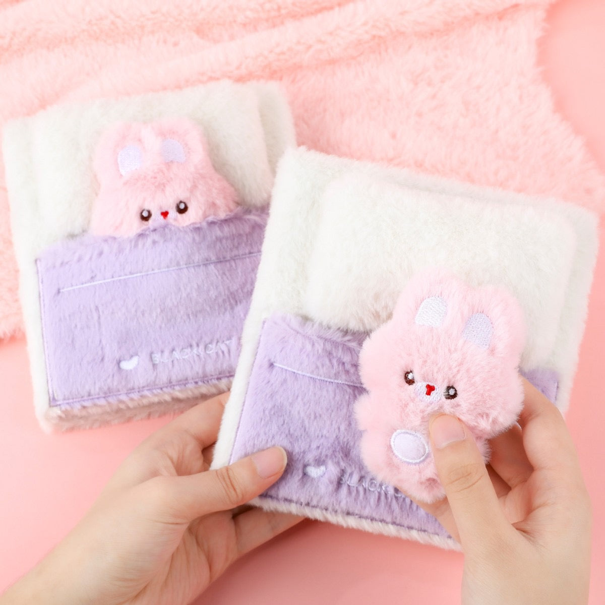 Kawaii Sleeping Puppy Fuzzy Notebook  Removable Plush plus Pastel Pages