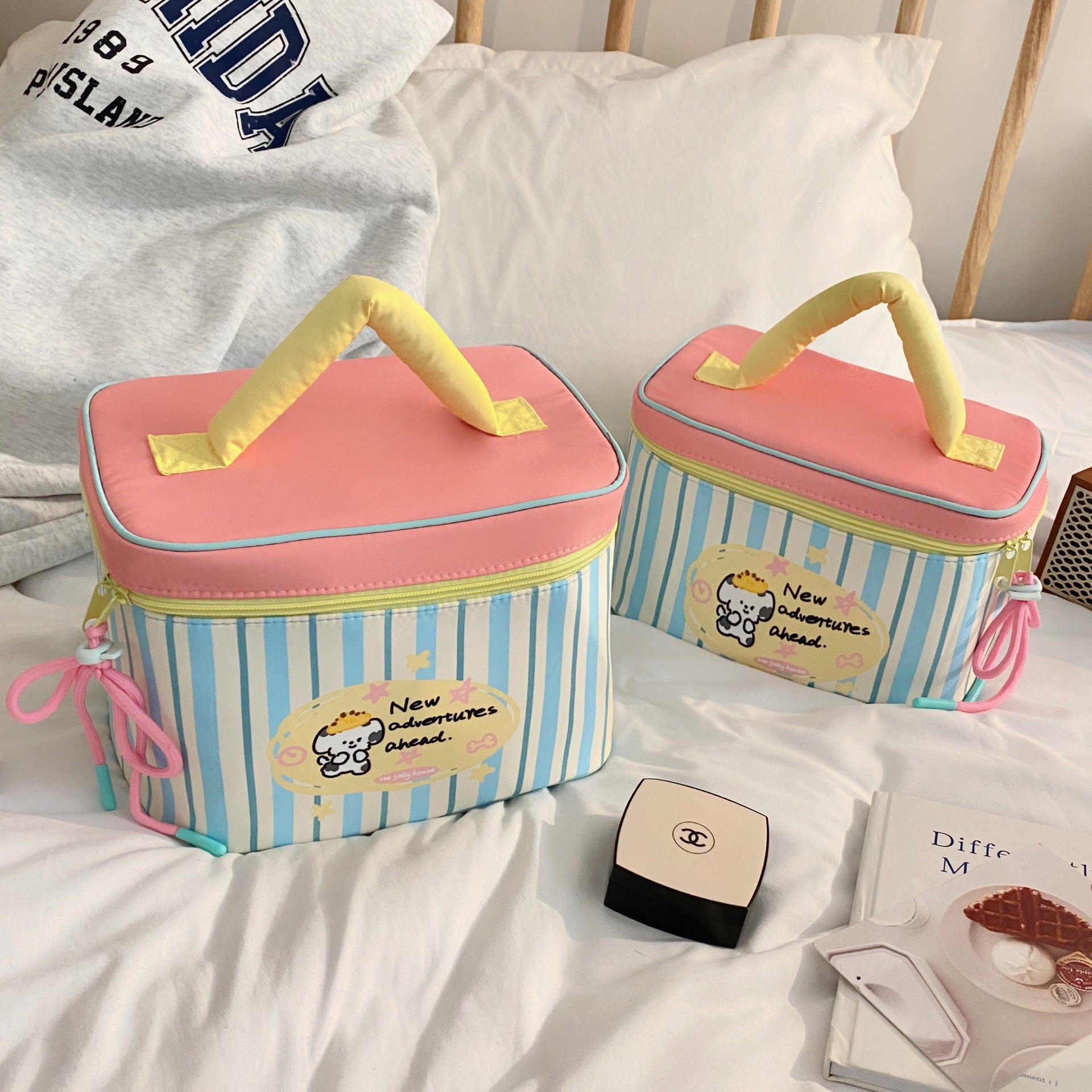 Cartoon Puppy Makeup & Lunch Bag Cute Square Zipper Cosmetic Case