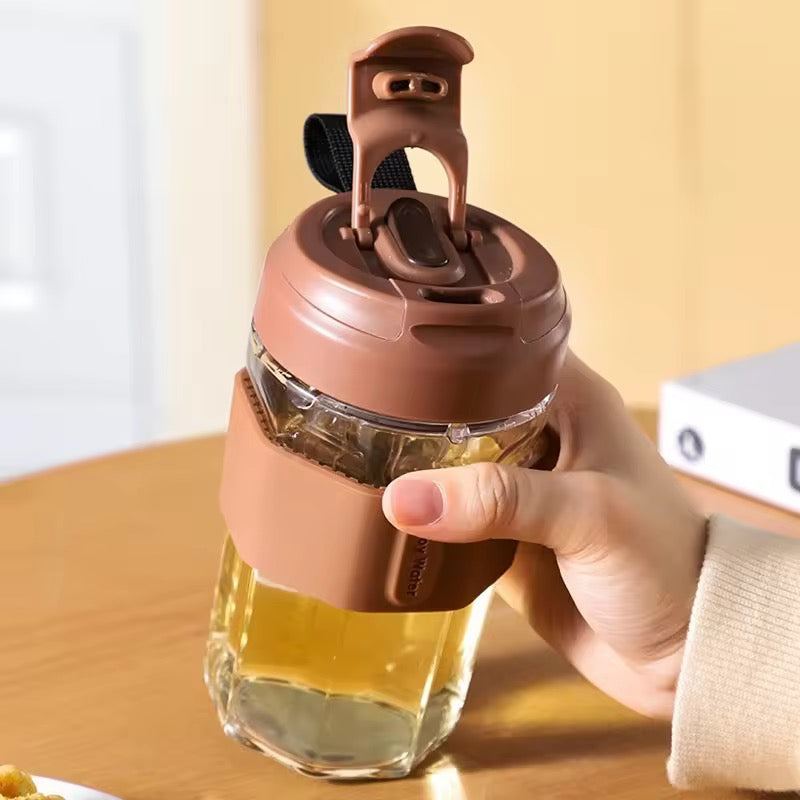 Tritan Long Infuser Borosilicate Glass Bottle Magnetic Tea & Coffee Cup with Silicone Sleeve