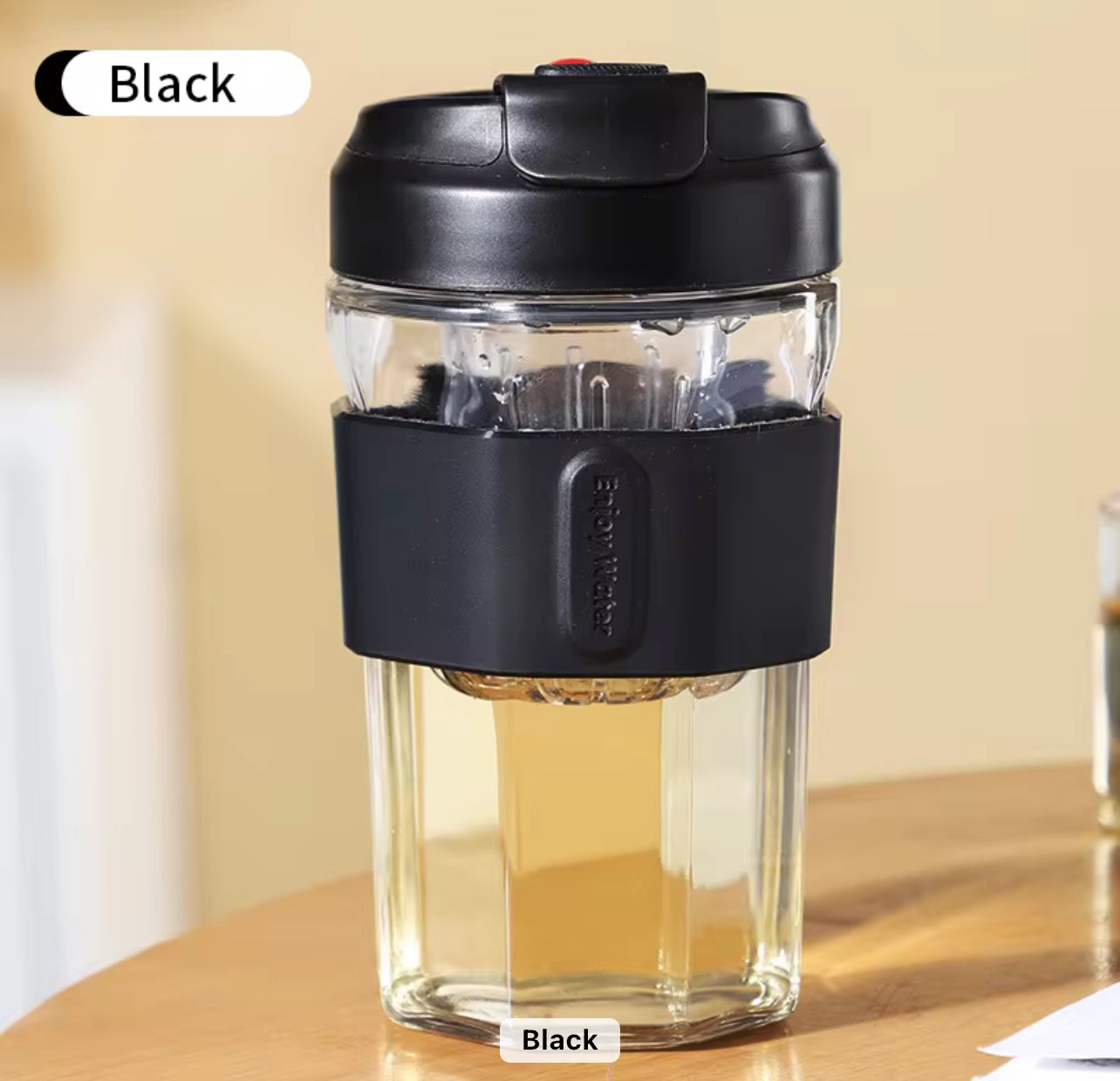 Tritan Long Infuser Borosilicate Glass Bottle Magnetic Tea & Coffee Cup with Silicone Sleeve
