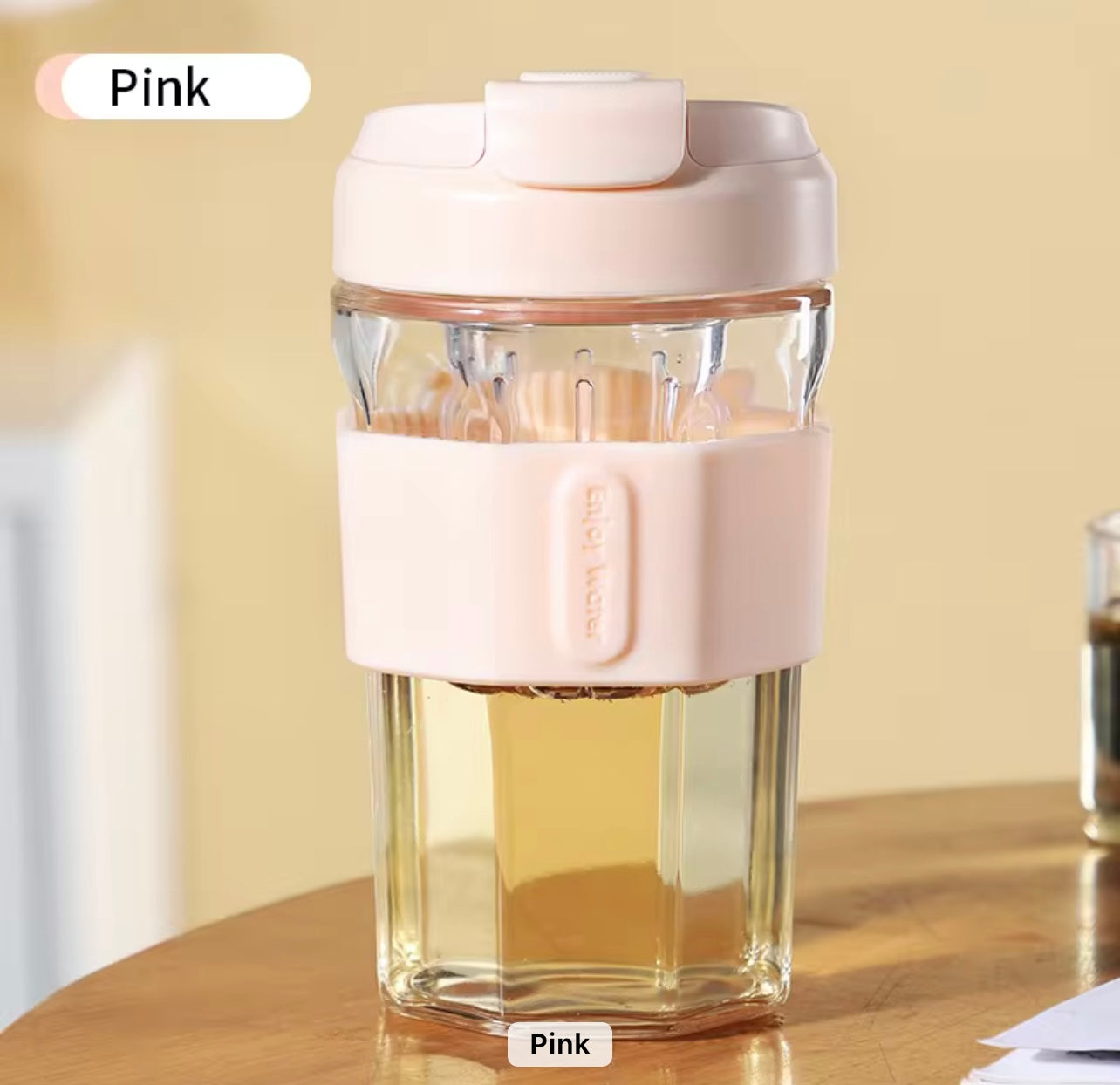 Tritan Long Infuser Borosilicate Glass Bottle Magnetic Tea & Coffee Cup with Silicone Sleeve