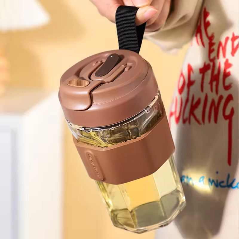 Tritan Long Infuser Borosilicate Glass Bottle Magnetic Tea & Coffee Cup with Silicone Sleeve