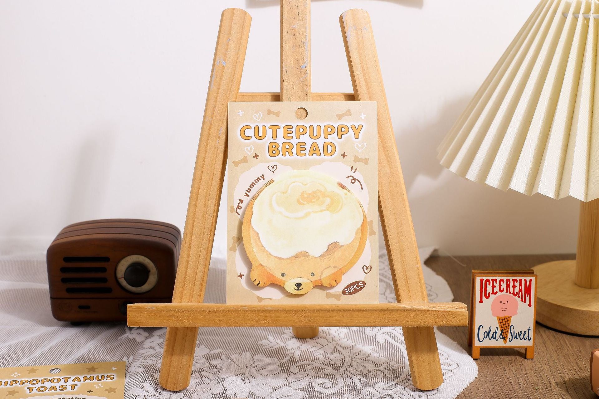 Kawaii Animal Bread Sticky Notes  Puppy, Bear & Hippo Memo Pads