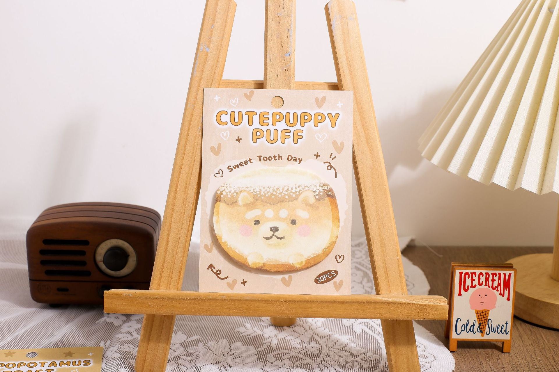 Kawaii Animal Bread Sticky Notes  Puppy, Bear & Hippo Memo Pads