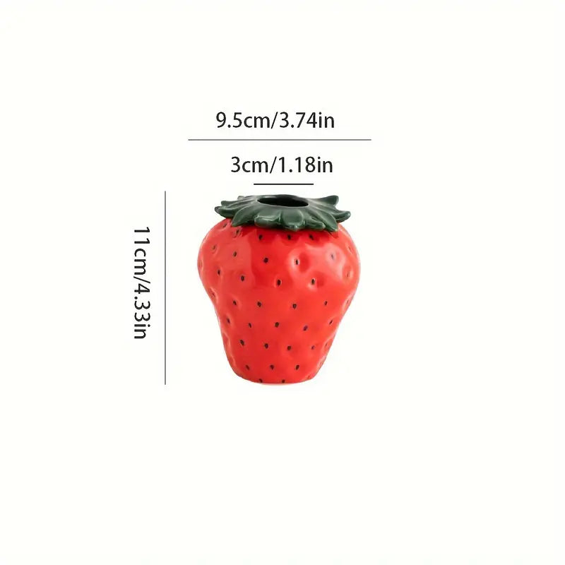 Strawberry Ceramic Vase Cute Small Flower Pot for Home Decor INS Style Aesthetic Living Room Decoration