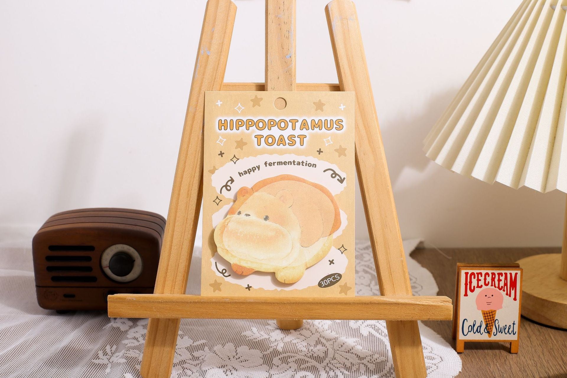 Kawaii Animal Bread Sticky Notes  Puppy, Bear & Hippo Memo Pads