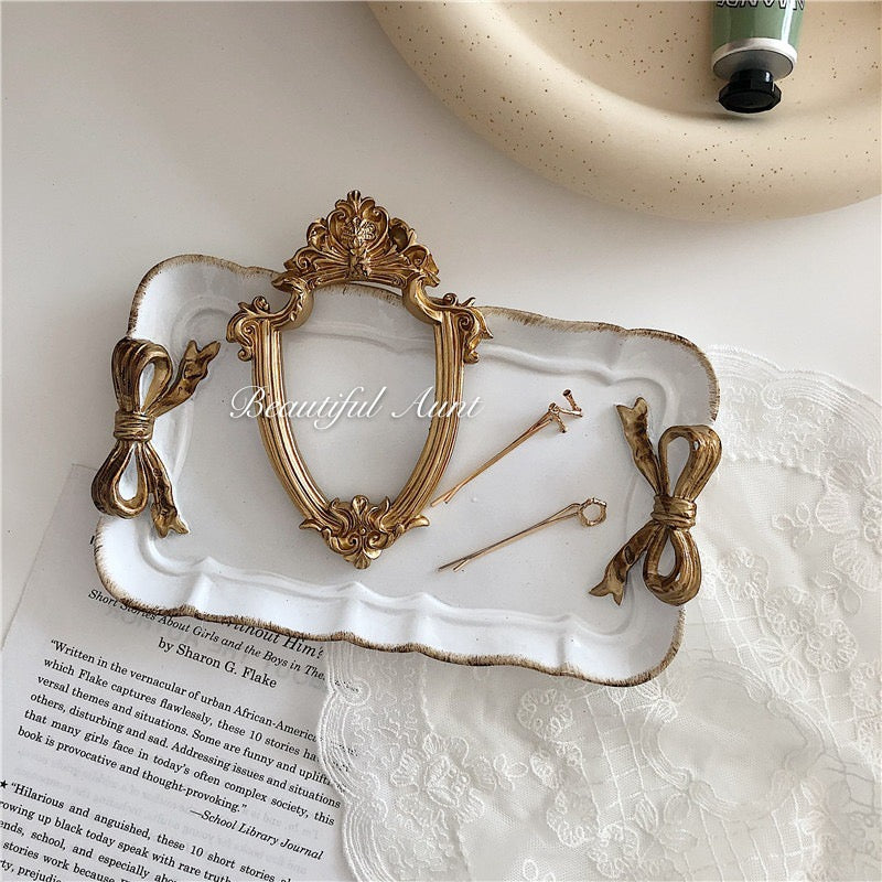 European Style Bow Resin Storage Tray Jewelry Organizer Dessert Plate Candy & Snack Dish Decorative Home Decor