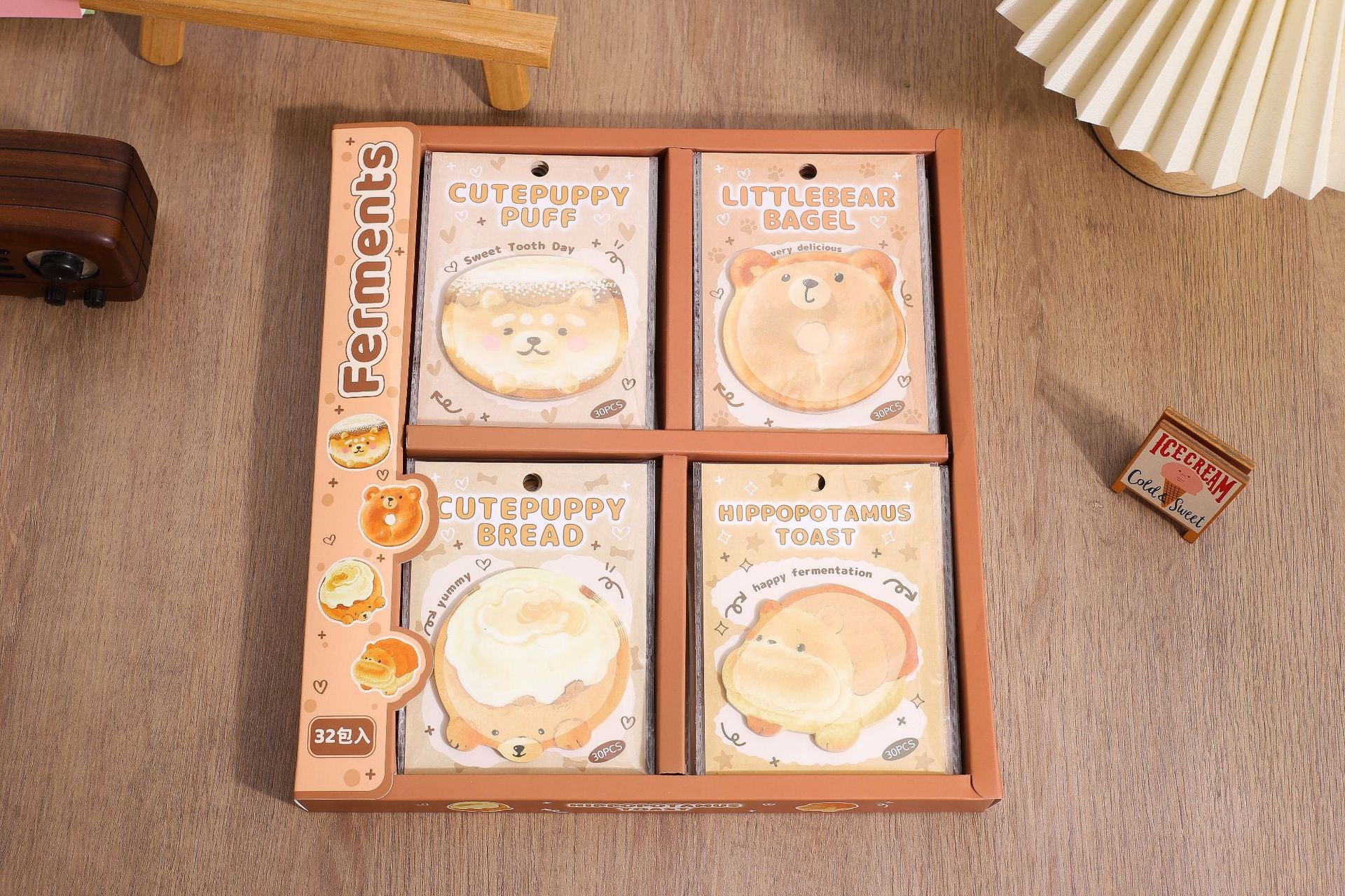 Kawaii Animal Bread Sticky Notes  Puppy, Bear & Hippo Memo Pads