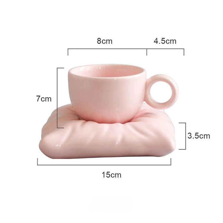 Ceramic Coffee Mug With Pillow Shaped Coaster Without Spoon