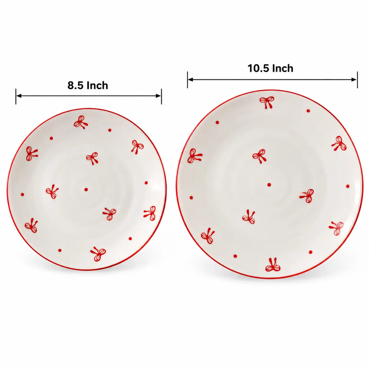 Vintage Red Bow Ceramic Dinner Plate