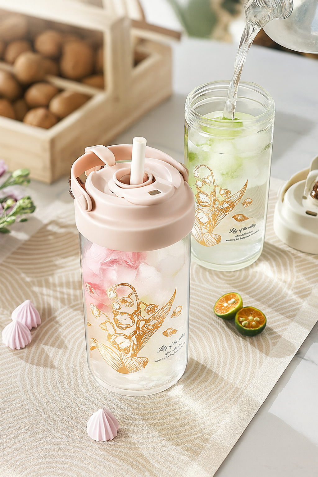 Bellflower Straw Water Bottle High Aesthetic Portable Cup for Women