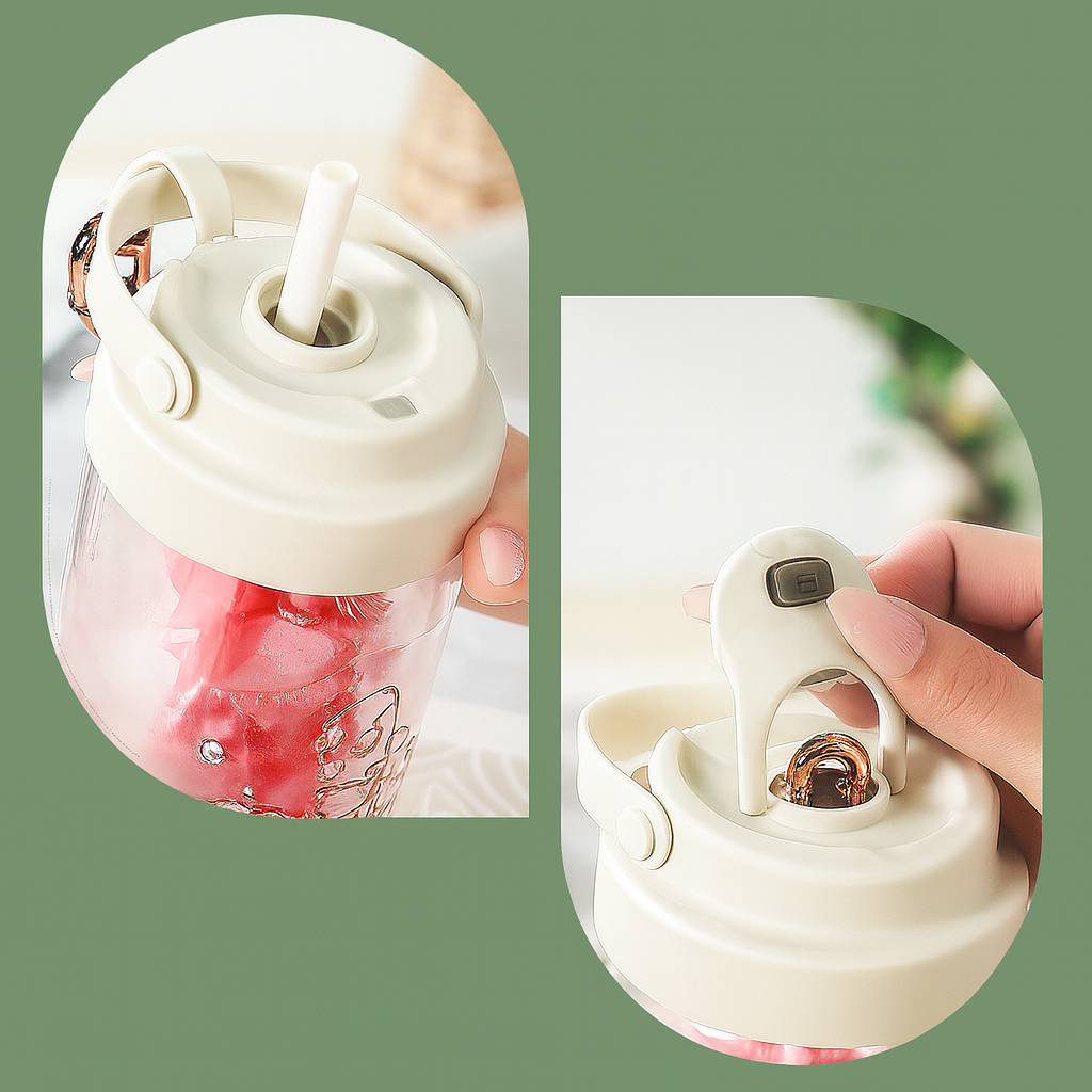 Bellflower Straw Water Bottle High Aesthetic Portable Cup for Women