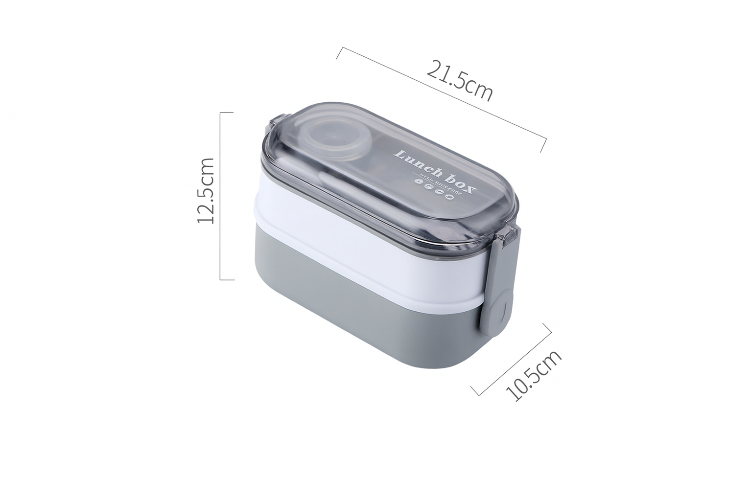 Transparent Double Layer Lunch Box with Lid Portable Food Storage for School & Office
