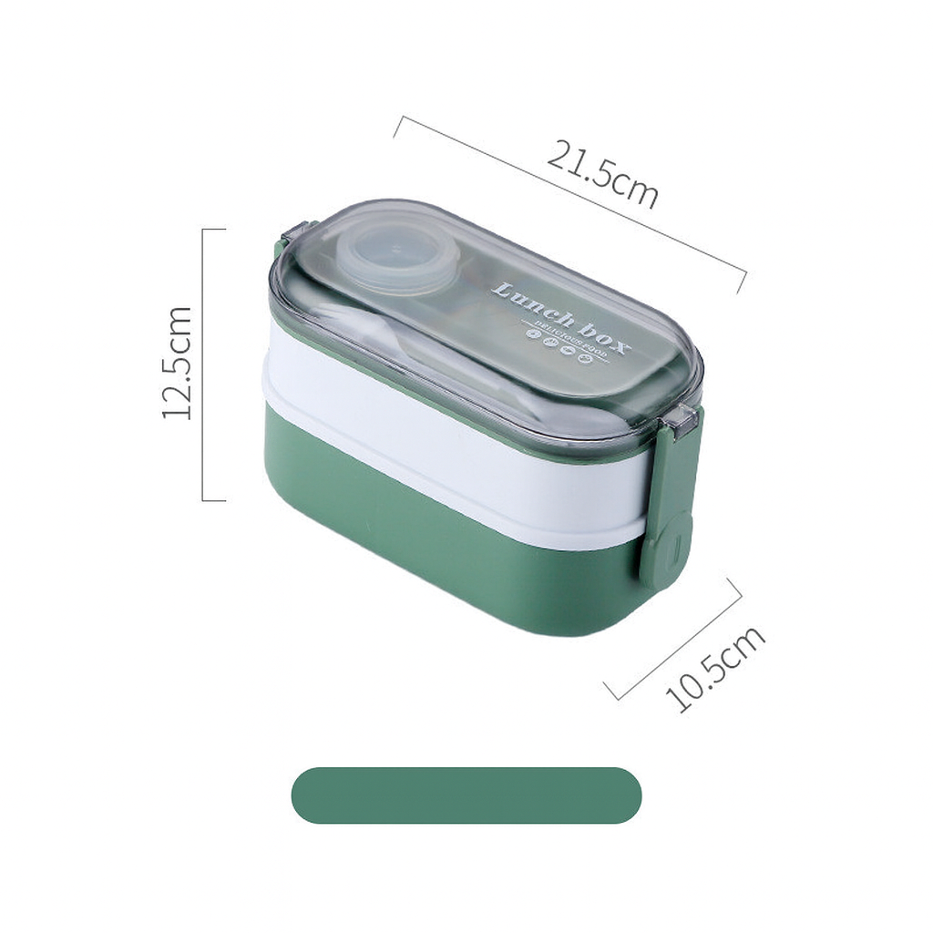 Transparent Double Layer Lunch Box with Lid Portable Food Storage for School & Office