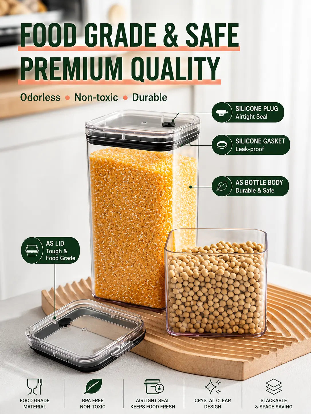 Vacuum Airtight Food Storage Container Multiple Sizes