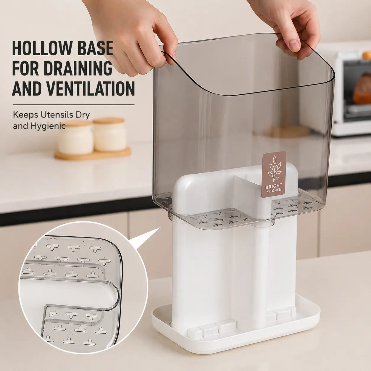 Multi-Compartment Kitchen Cutlery Organizer with Drainage Tray