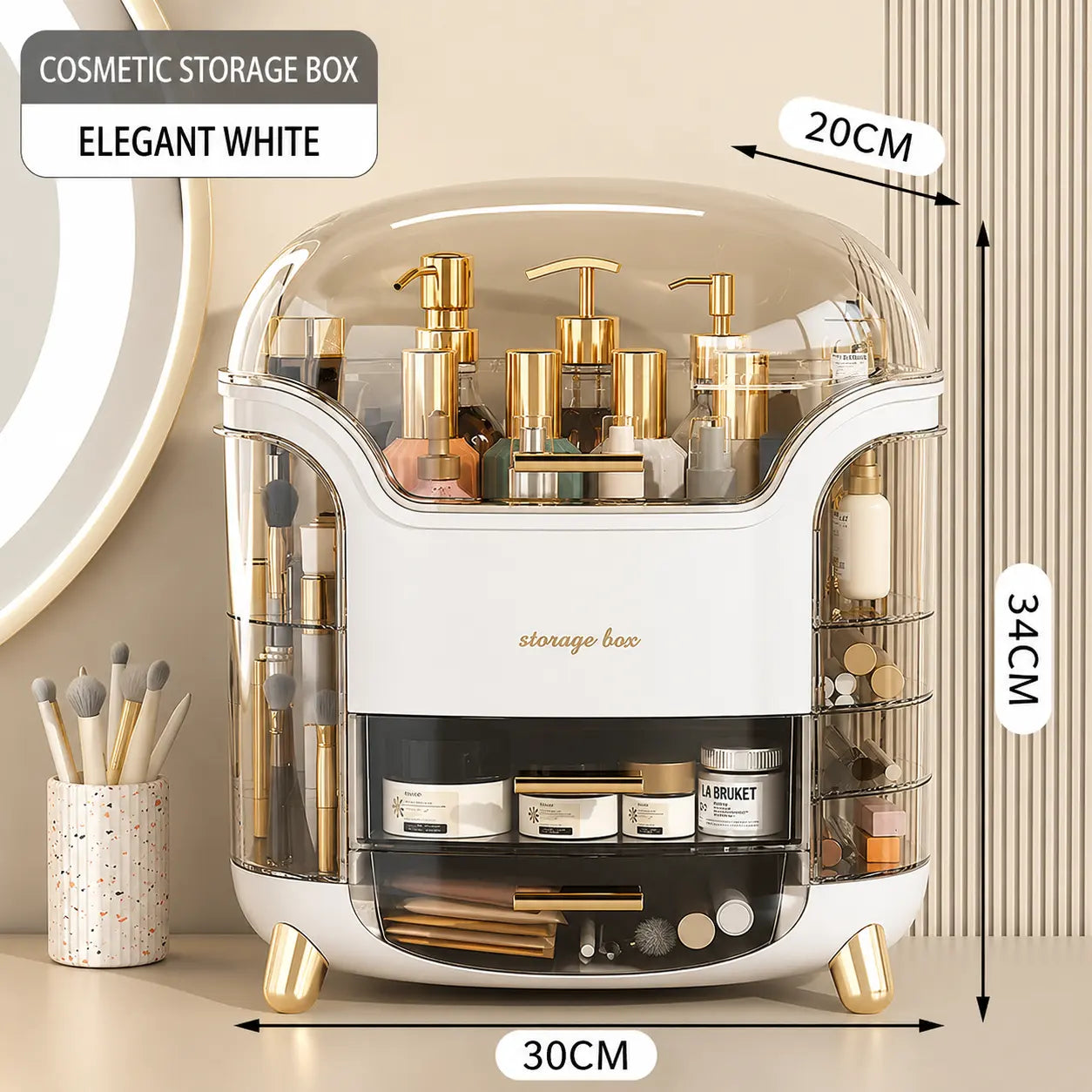 360° Rotating Multi-Layer Cosmetic & Makeup Storage Organizer with Dustproof Cover