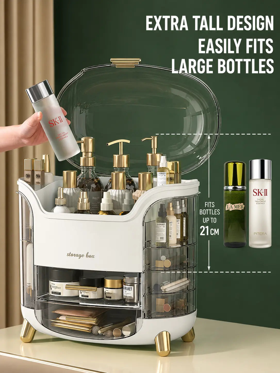 360° Rotating Multi-Layer Cosmetic & Makeup Storage Organizer with Dustproof Cover