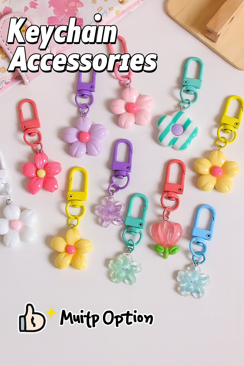Lovely Daisy Flower Keychain Colorful Bag Charm Keyring Accessory for Women & Girls