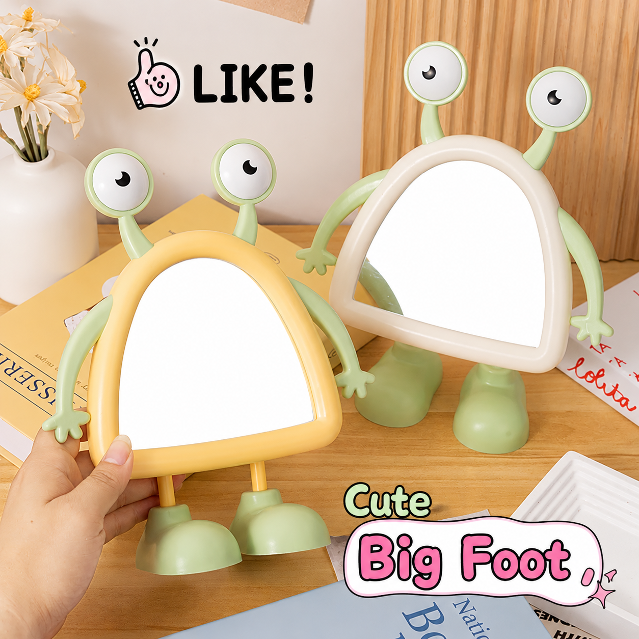 Cute Alien Vanity Makeup Mirror Kawaii Desktop Decorative Mirror for Kids & Girls