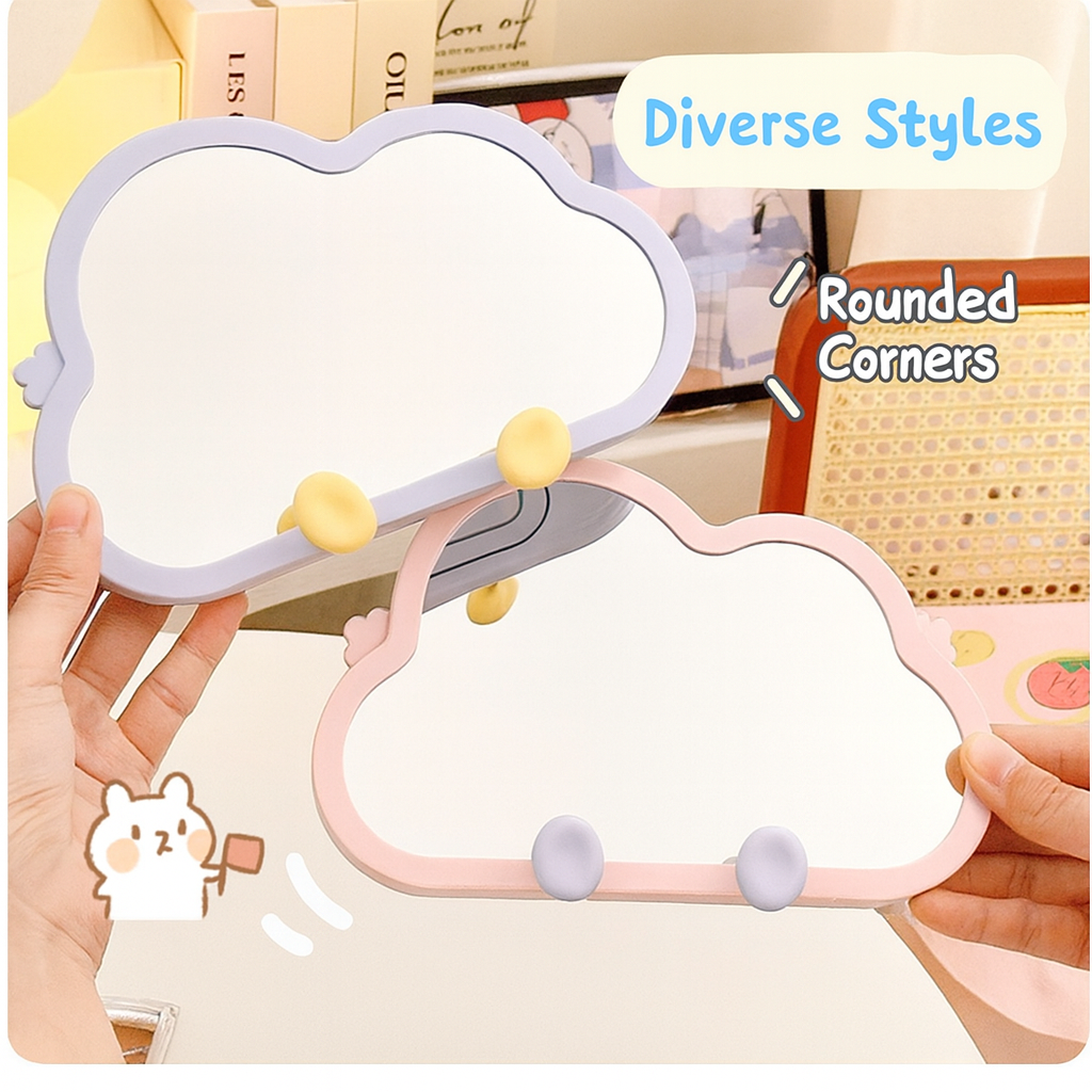 Kawaii Cloud Mirror with Phone Holder Hooks