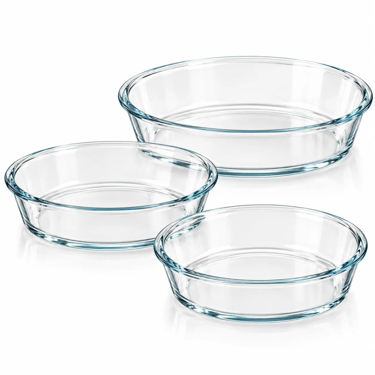 3 Piece Oval Glass Baking Dish Set Transparent Ovenware & Serving Dishes