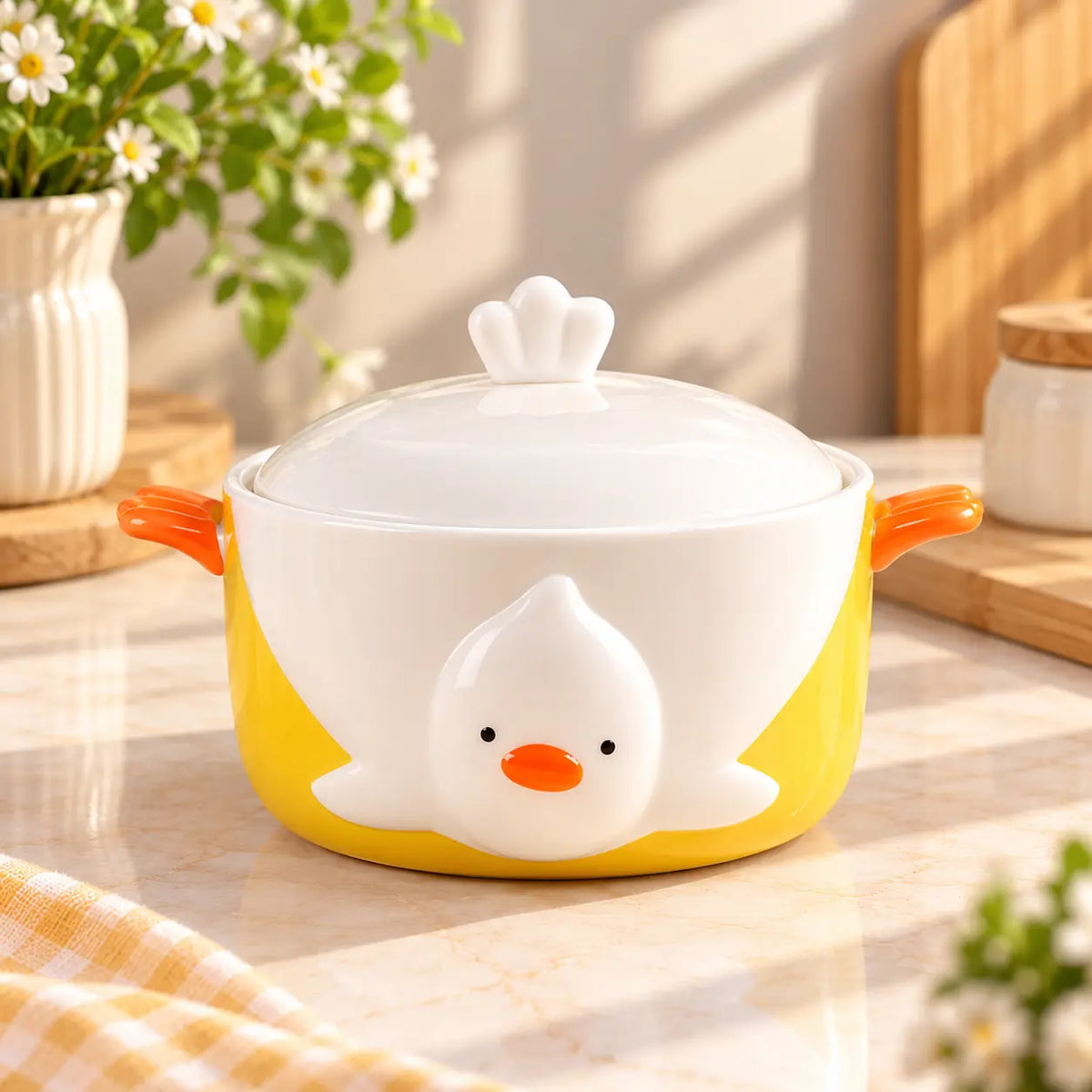 Kawaii Cute Chick Ceramic Bowl with Lid