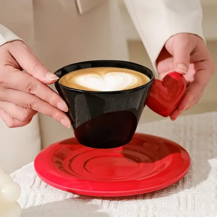Elegant Heart Handle Ceramic Cup & Saucer Set without Spoon Sparkels 3199.00 Sparkels