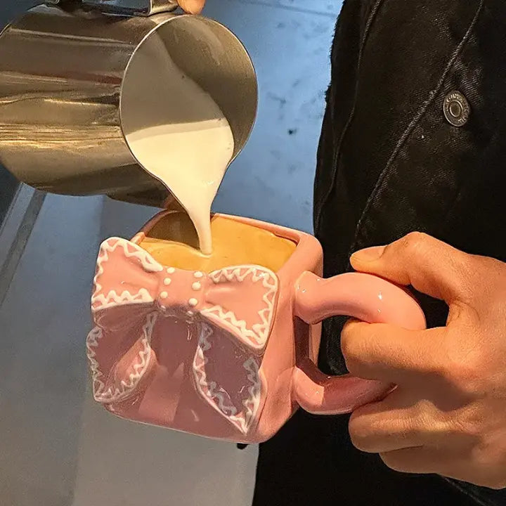 Square Bow Ceramic Mug Cute 3D Ribbon Coffee Cup Sparkels 3199.00 Sparkels