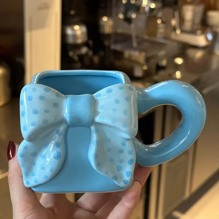 Square Bow Ceramic Mug Cute 3D Ribbon Coffee Cup Sparkels 3199.00 Sparkels