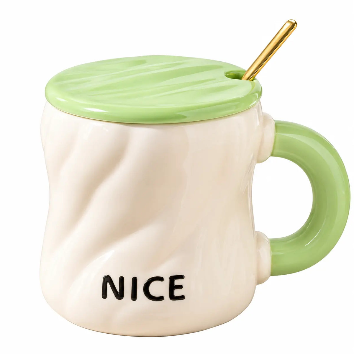 Positive Vibes Ceramic Mug with Lid & Spoon