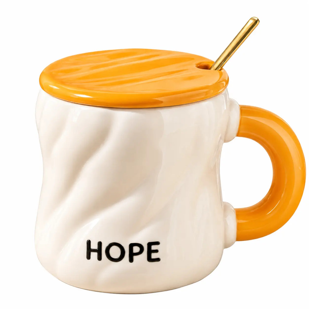 Positive Vibes Ceramic Mug with Lid & Spoon