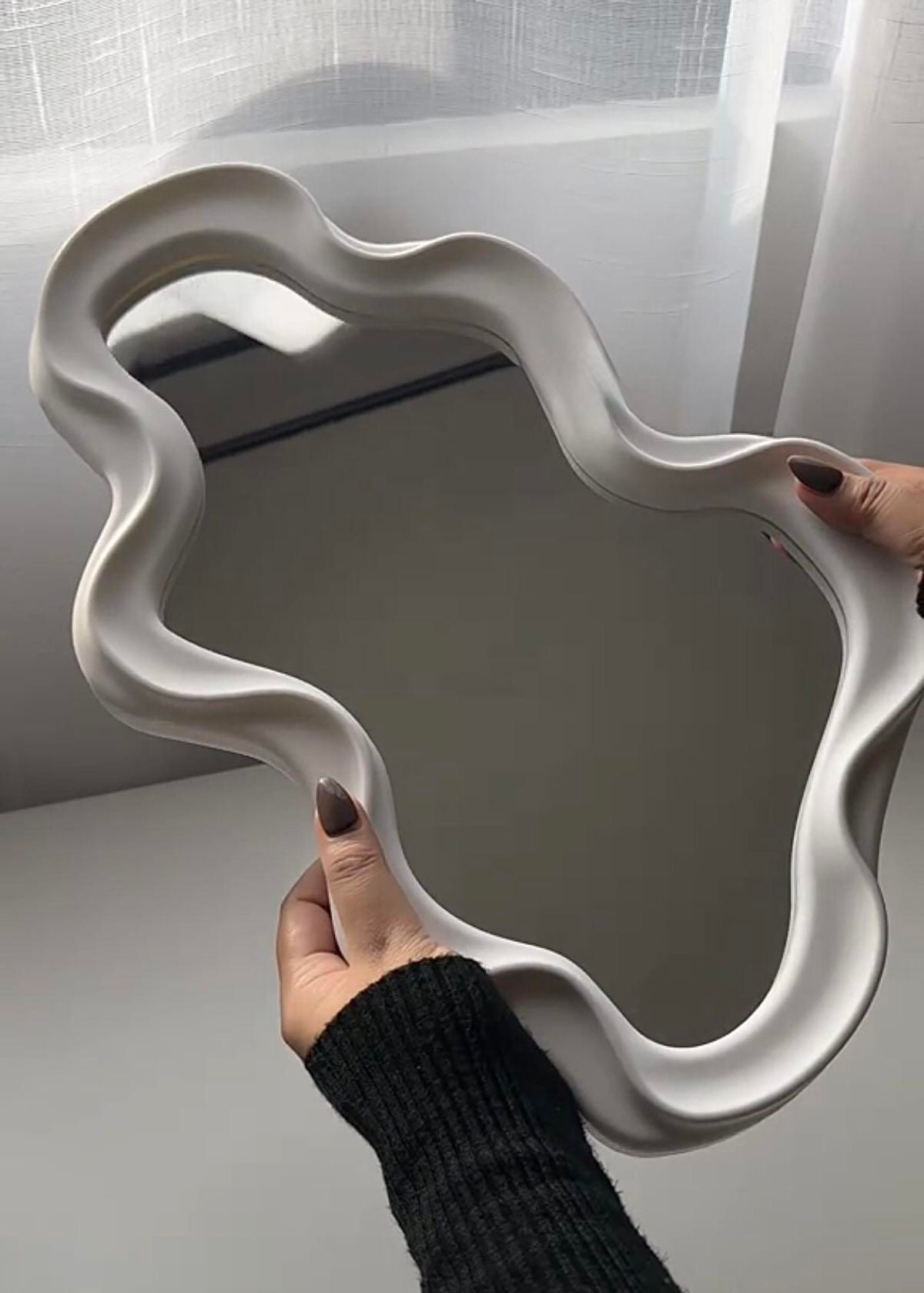 Abstract Wavy Decorative Wall Mirror Modern Irregular Vanity Mirror for Bedroom & Living Room
