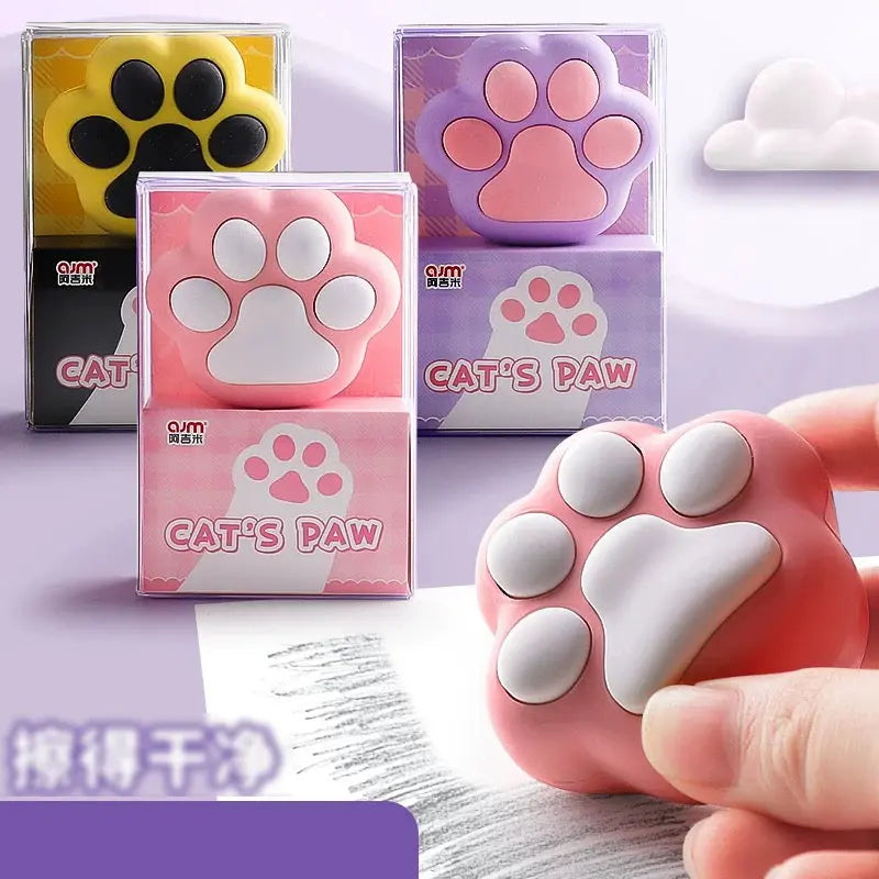 Cute Cat Paw Eraser Soft Squishy Cartoon Paw Eraser for Kids, Students & Desk Decor Sparkels  Sparkels