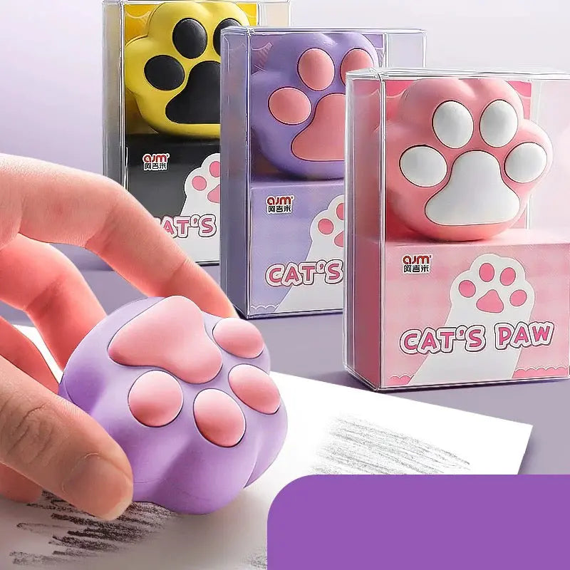 Cute Cat Paw Eraser Soft Squishy Cartoon Paw Eraser for Kids, Students & Desk Decor Sparkels  Sparkels