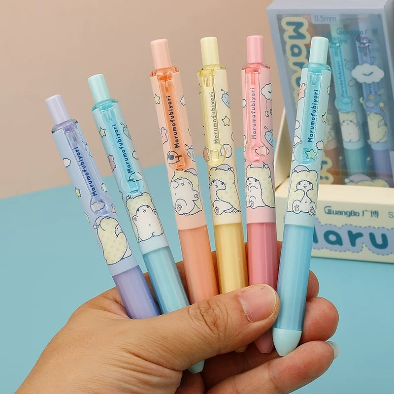 Pack Of 3 Kawaii Gel Pen 0.5mm Black Ink Click Pen Cute Soft Pastel Writing Pen