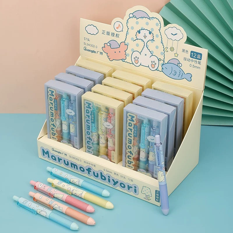 Pack Of 3 Kawaii Gel Pen 0.5mm Black Ink Click Pen Cute Soft Pastel Writing Pen