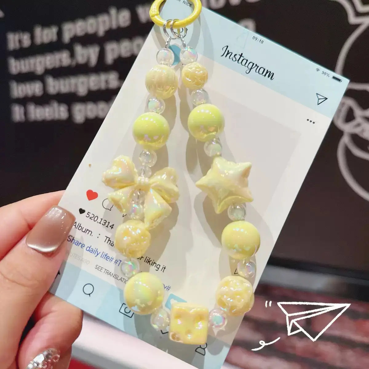 Kawaii Pearl Beaded Phone Wrist Strap with Bow & Star Charms