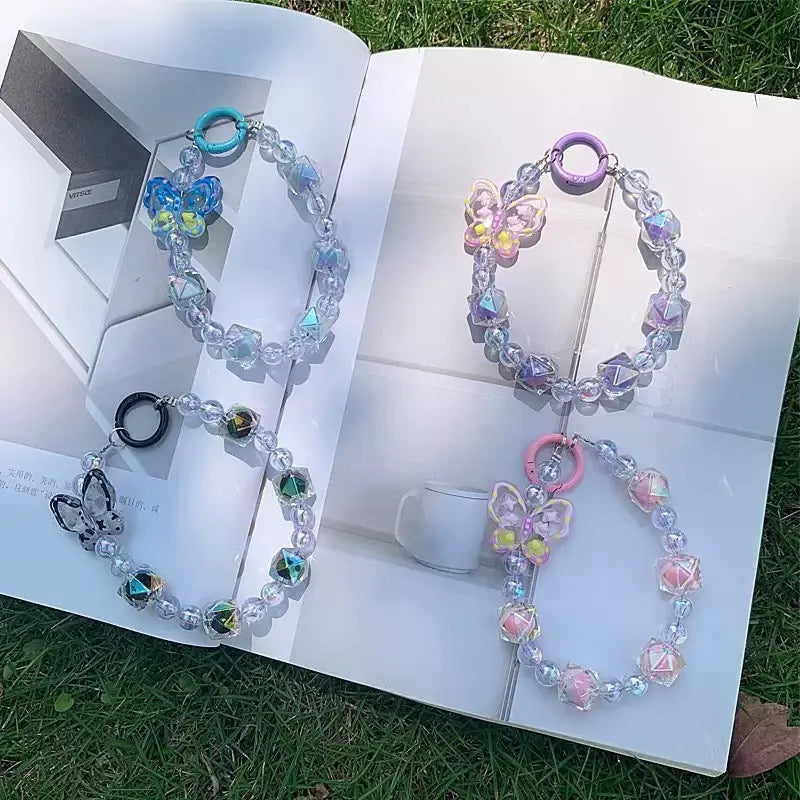 Crystal Butterfly Beaded Phone Wrist Strap