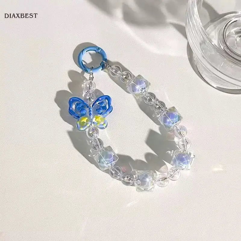 Crystal Butterfly Beaded Phone Wrist Strap