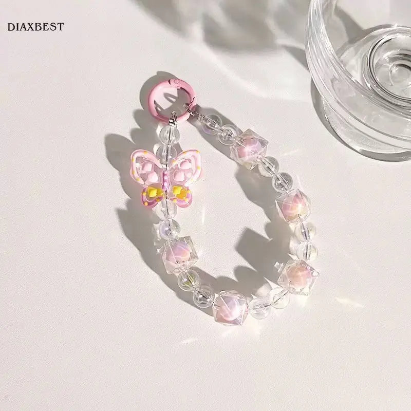 Crystal Butterfly Beaded Phone Wrist Strap