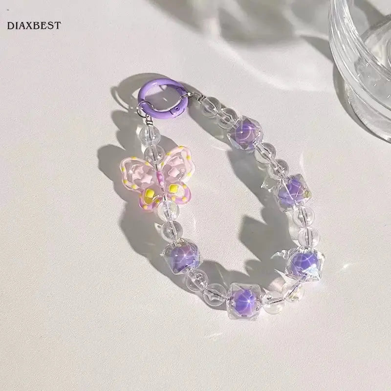 Crystal Butterfly Beaded Phone Wrist Strap