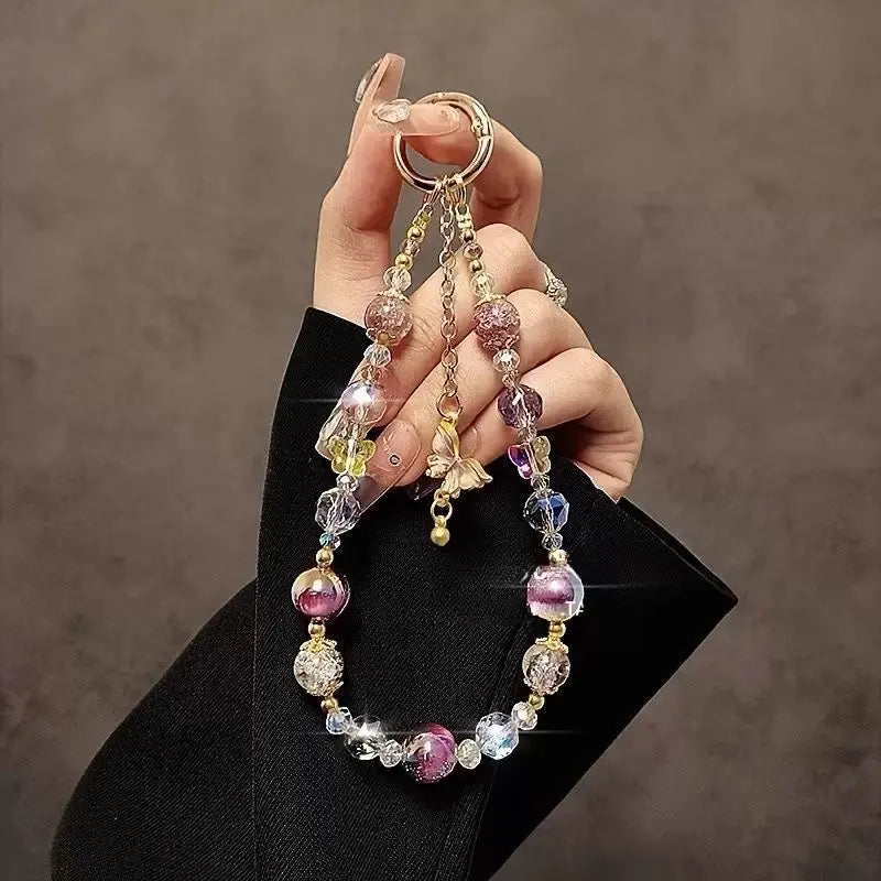 Elegant Crystal Butterfly Beaded Phone Wrist Strap