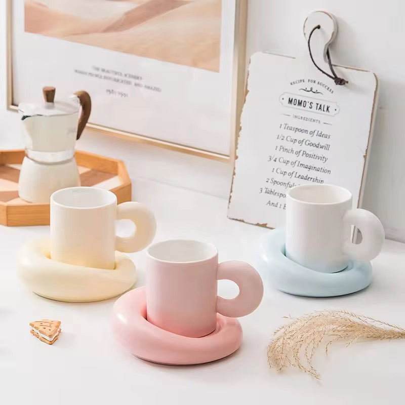 Matt Ceramic Coffee Mugs and Saucers Home Lovers Office Coffee Cups Creative Ceramic Drinking Utensils Living Room Decoration