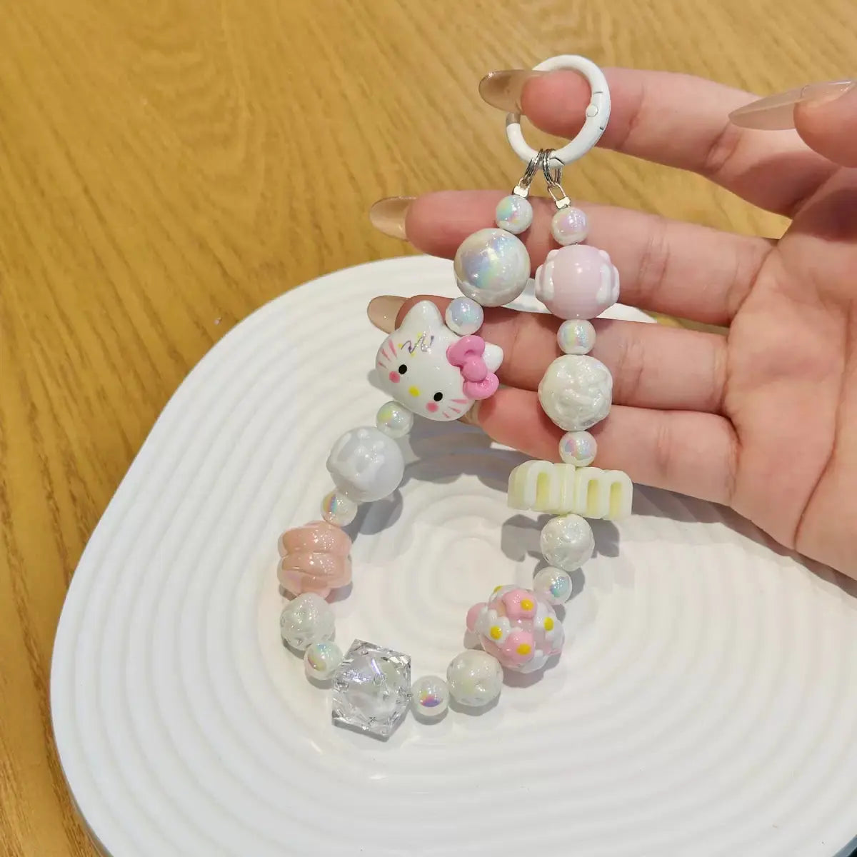 Kawaii Character Beaded Phone Wrist Strap Cute Charm Lanyard